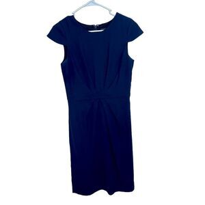 J. Crew 4 Tall Dark Navy Blue Pleated Dress in 365 Crepe